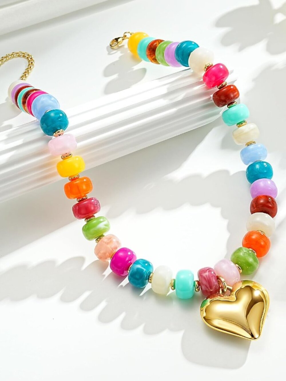 Beaded Necklaces For Women - Colorful Acrylic Beaded Chunky Necklace | Adjustabl View 6